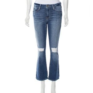 FRAME Le Crop Mini Boot Cut Jeans, Mid Rise Medium Wash Denim, Size 26